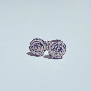 PANDORA Authentic Rose Garden Pale Pink Enamel Stud Earrings